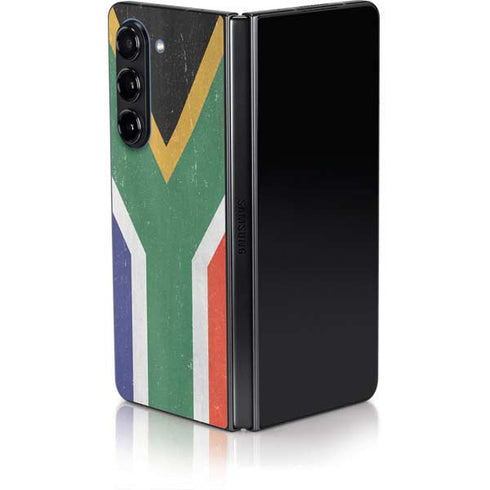 South Africa Flag Distressed Galaxy Z Fold5 5G Skin